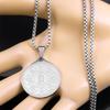 Eight Auspicious Treasures Six Character Mantra Lotus Medal Necklaces for Men Women Stainless Steel Eight-Treasure Lotus Jewelry