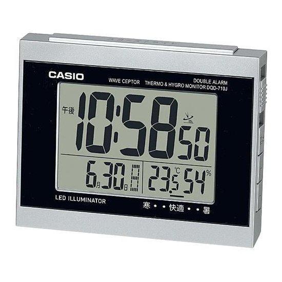 CASIO DQD-710J-8JF Silver Radio Alarm Clock with Thermo-Hygrometer