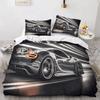 3d Racing Car Printed Bedding Set Duvet Cover, Cartoon Comforter Quilt Cover Set and Pillowcase 2Piece For Kids Teens Boys