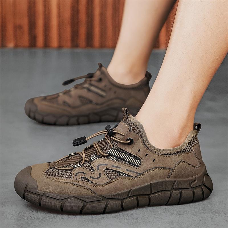 Retro-Stil Herren Outdoor Wanderschuhe Robuste wasserdichte Trekking Sneakers Rutschfeste Sohle Turnschuhe Männliche Berg Reiseschuhe