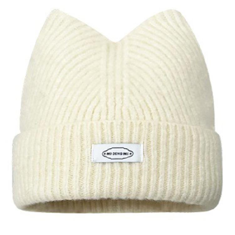 

Вязаная шапка с кошачьими ушками в стиле субкультуры, эластичная ветрозащитная шапка, защитная шапка для ушей, теплая зимняя толстая толстая шапка для езды на велосипеде и лыжах бежевый