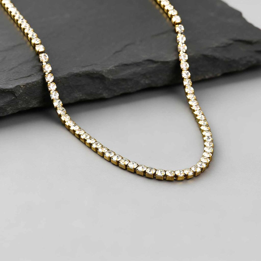 Cubic Zirconia Tennis Necklace for Women Men Stainless Steel Chain Necklaces Waterproof Jewelry16inch-30inch