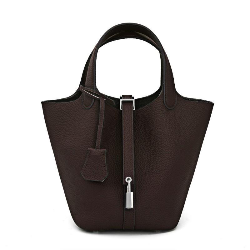 First-layer Cowhide Bucket Bag 2026 All-matching Genuine Leather Vegetable Basket Women's Large Capacity Tote Handbag