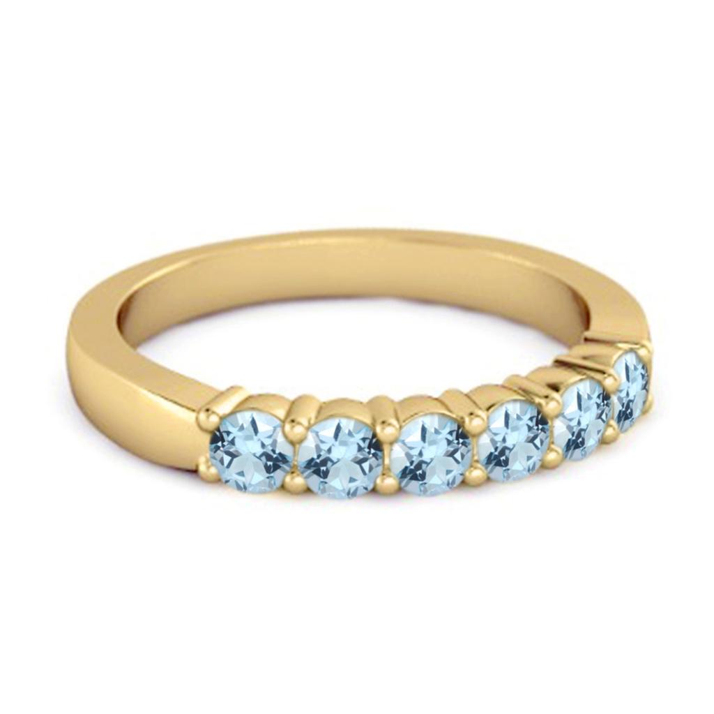 Blå Topas Halv Evighetsring - 925 Sterling Silver Guldpläterad