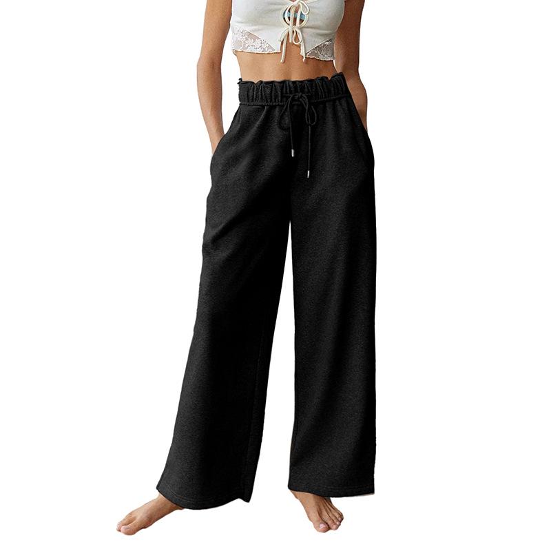 

2026 Summer Women s High-Waisted Loose Straight Leg Pants - European & American Style, Solid Color, Casual & Versatile. Large