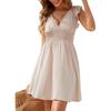 QICED Women's Fashion Summer Spring Solid Color Print  V-Neck Sleeveless Casual Dresses