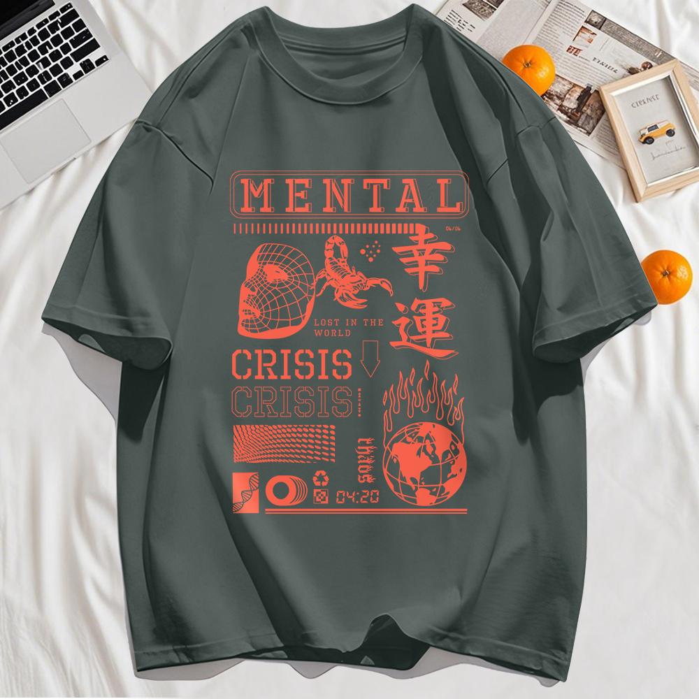 

Мужская спортивная хлопковая дышащая футболка Mental Crisis Lucky Prints Летние повседневные топы оверсайз 3XL