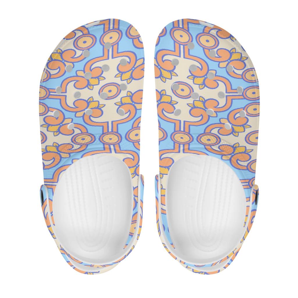 Women Men Summer Printed EVA Beach Clogs Lightweight Soft Slip On Beach Shoes Pool Area Bathroom Home Walking Shoes Outdoor Use