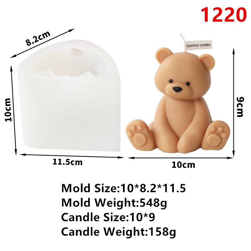 3D Cute Cartoon Bear Silicone Candle Mold DIY Home Decoration Silicone Mold For Resin Teddy Bear Candle Mold
