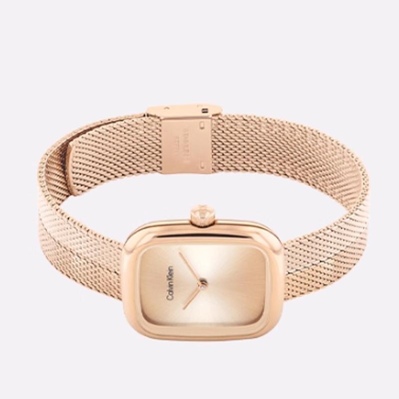 CALVIN KLEIN watch quartz movement stainless steel strap 26.7mm gold dial men's watch 30 meters waterproof 25100101
