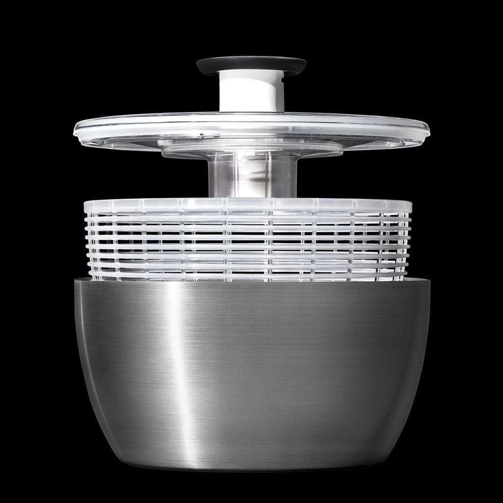 OXO Salad Stainless for x 15 Dishwasher safe temperature Spinner, Steel, 4+ people, 26.8 cm, (low setting).
