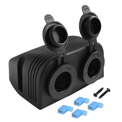 2 Hole Tent Type Panel Power Socket 12V-24V Dual Ports Mount Plug Socket Adapter for Car Motorcycle Boat