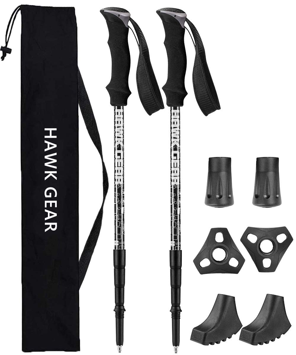 

[HAWK GEAR] Палки для ходьбы Треккинговые палки Легкий Набор из 2 штук с функцией Anti-Shock (Новый Металлический Черный)