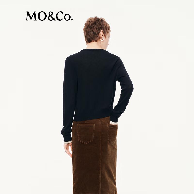 MO&Co. Women's 100% Wool Slim Fit Round Neck Sweater