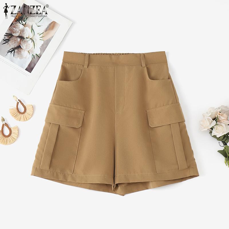ZANZEA Women Casual Elastic Waist Loose Summer Shorts