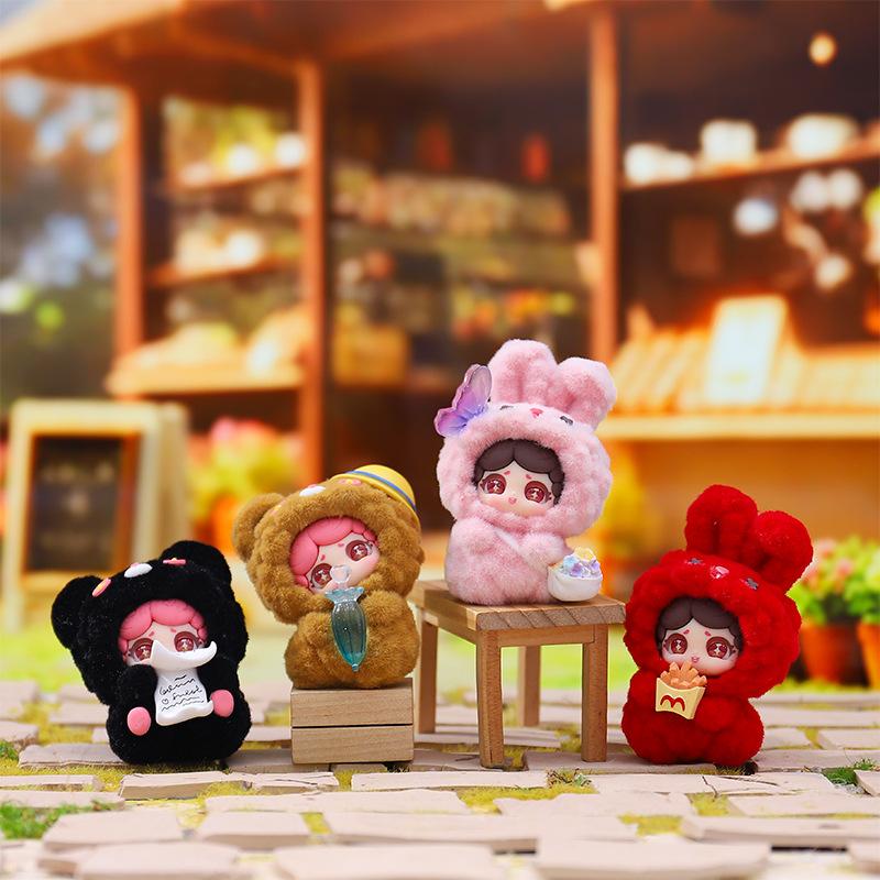 New Seeking Life's Blind Box Creative Cartoon Desktop Decor Flocking Model Doll Surprise Toy Gift