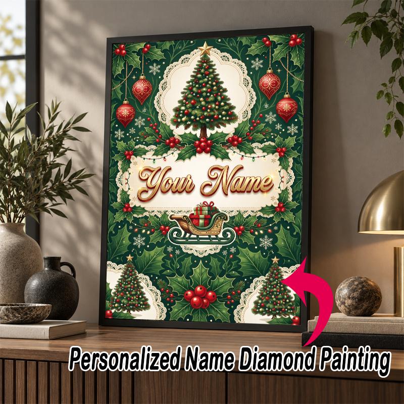 Custom Name Christmas 5D Diamond Painting Personalized Full Drill Diamond Art Kit Gift