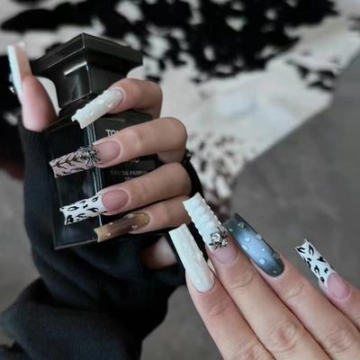Halloween Spinne 3D Dreidimensionaler Tragenagel French Manicure Langlebiges Nagelstück Aufdrücken der Nägel