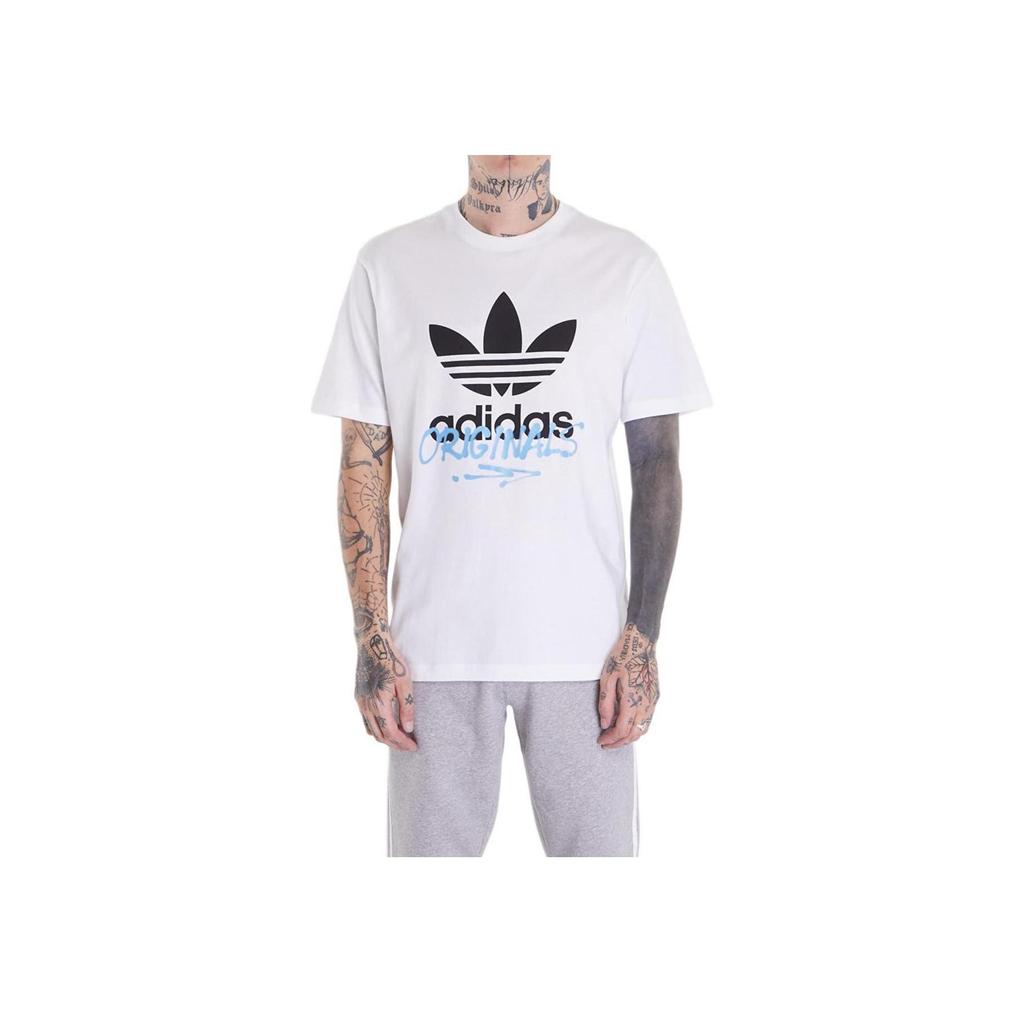 adidas Originals Ts Street 1 Crew Neck Logo Letter Short Sleeve T-Shirt Men Tops White IX6750