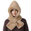 Fuzzy Hooded Scarf Soft Hat Scarf Gloves Set Cute Winter Hooded Scarf  Winter