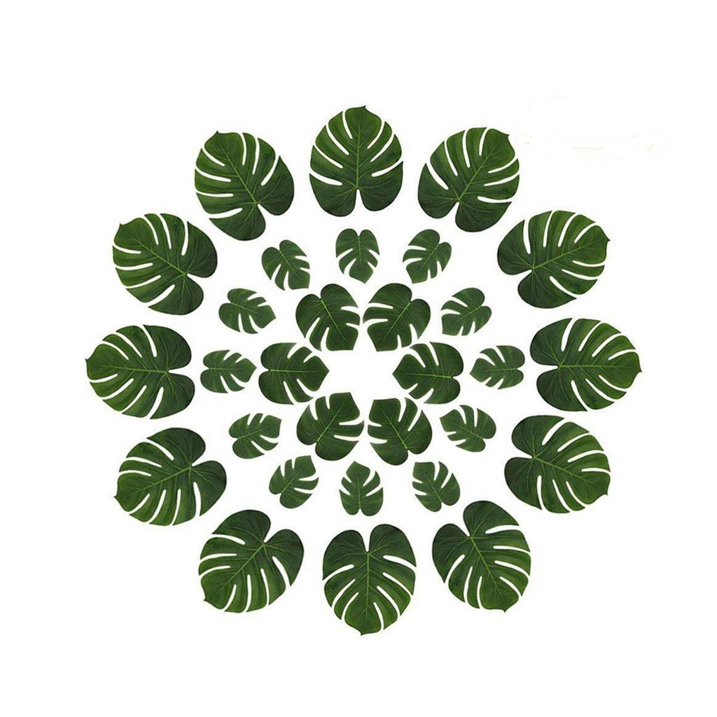 30Pcs Artificial Monstera Leaves Green Simulation Plant Leaves Home Decoration Set Small Medium Large Tropical Leaf Arrangement