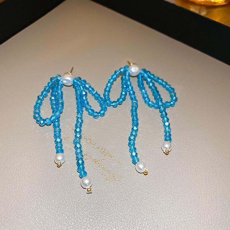 Mambo Mint Green Crystal Flower Butterfly Stud Earrings Temperament Personality Earrings Sweet Earrings Women