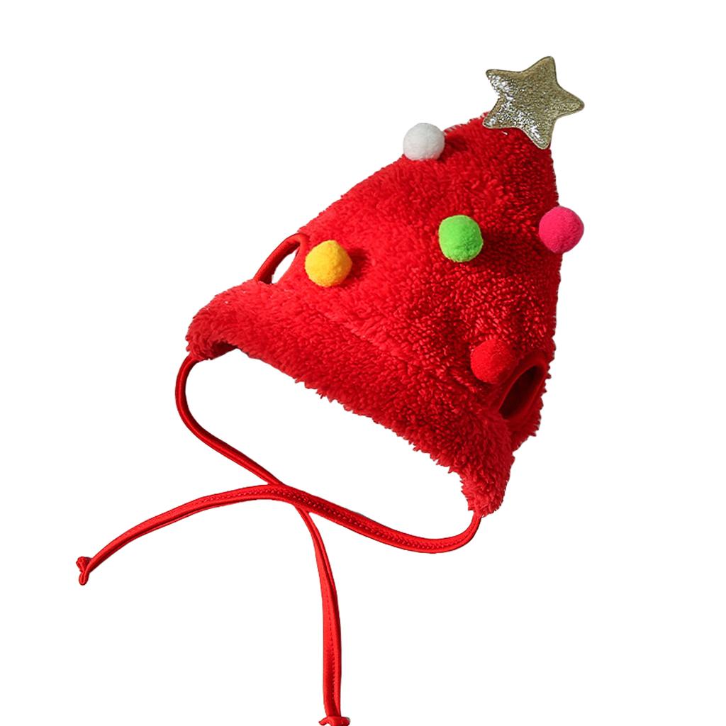 Reindeer Christmas Tree Headwear Hat for Pet Neck Decorations Reindeer Star Pompoms Christmas Dog Headwear Photo Props