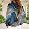 Women Plus Size V Neck Front Zip Sweatshirt Long Sleeve Ribbed Cuffs Colorful Swirl Printed Top