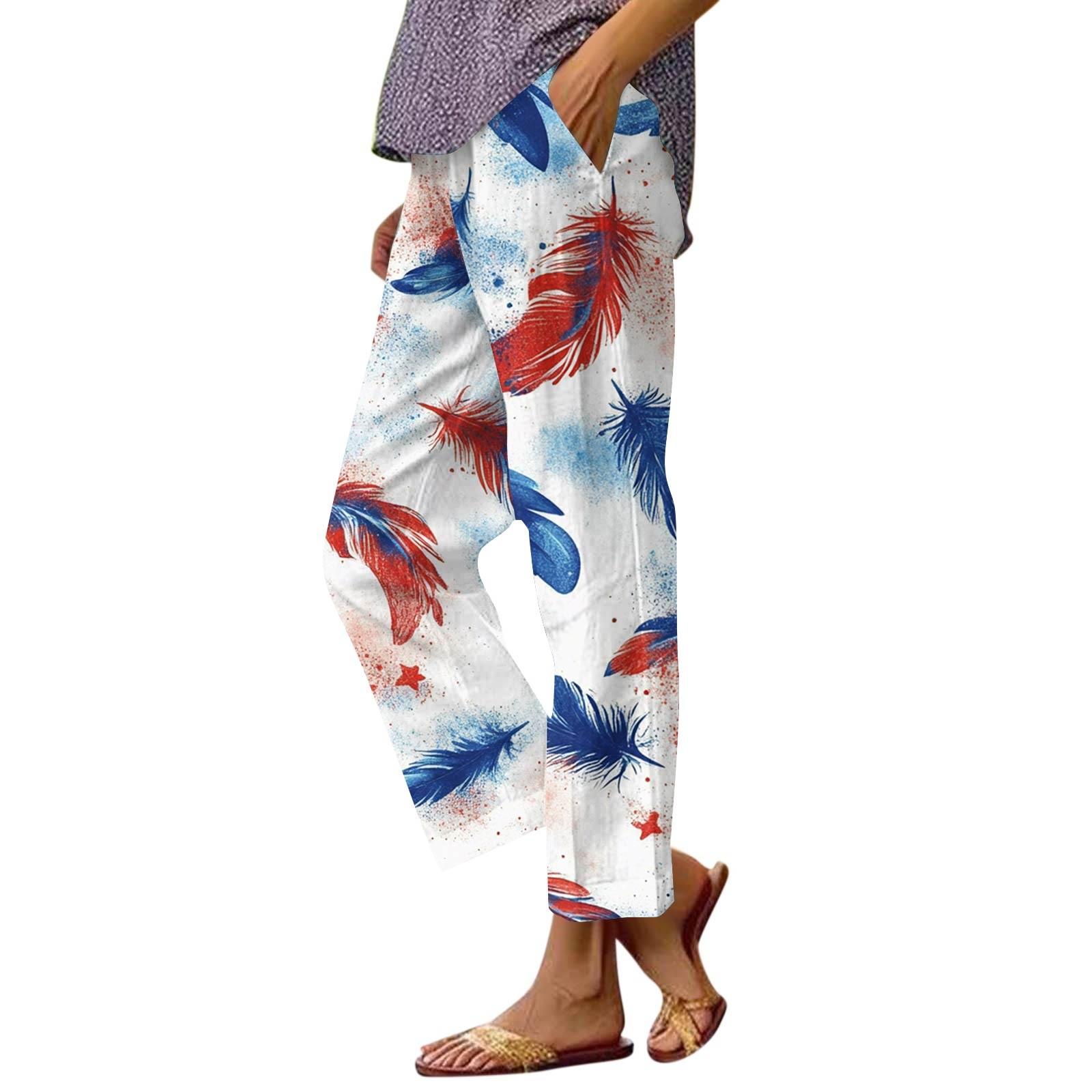 

Женские повседневные модные принтованные прямые брюки с карманами XXL