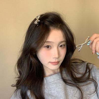 Korean Silver Bow Hairpin, Hairband, Girl's Headgear, Ponytail Headband, Rubber Band, Hairpin Clip, Hair Accessories.