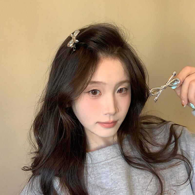 Korean silver bow hairpin, hairband, girl's headgear, ponytail headband, rubber band, hairpin clip, hair accessories.