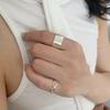 925 Sterling Silver Simple Ring For Women Fine Jewelry Finger Adjustable Open Vintage Shinning Wide Ring For Party Birthday Gift
