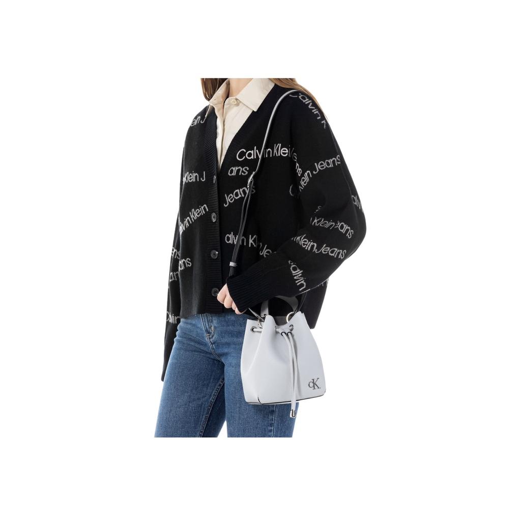 New CALVIN KLEIN Artificial Leather Bucket Bag, Portable Crossbody Bag, Shoulder Bag Medium Women's White DH3265-134