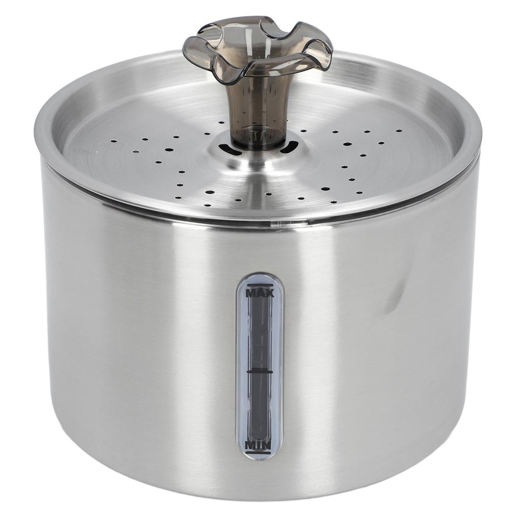 2.5L Cat Water Fountain 304 Stainless Steel Automatic Pet Water Drinking Dispenser with Water Level 