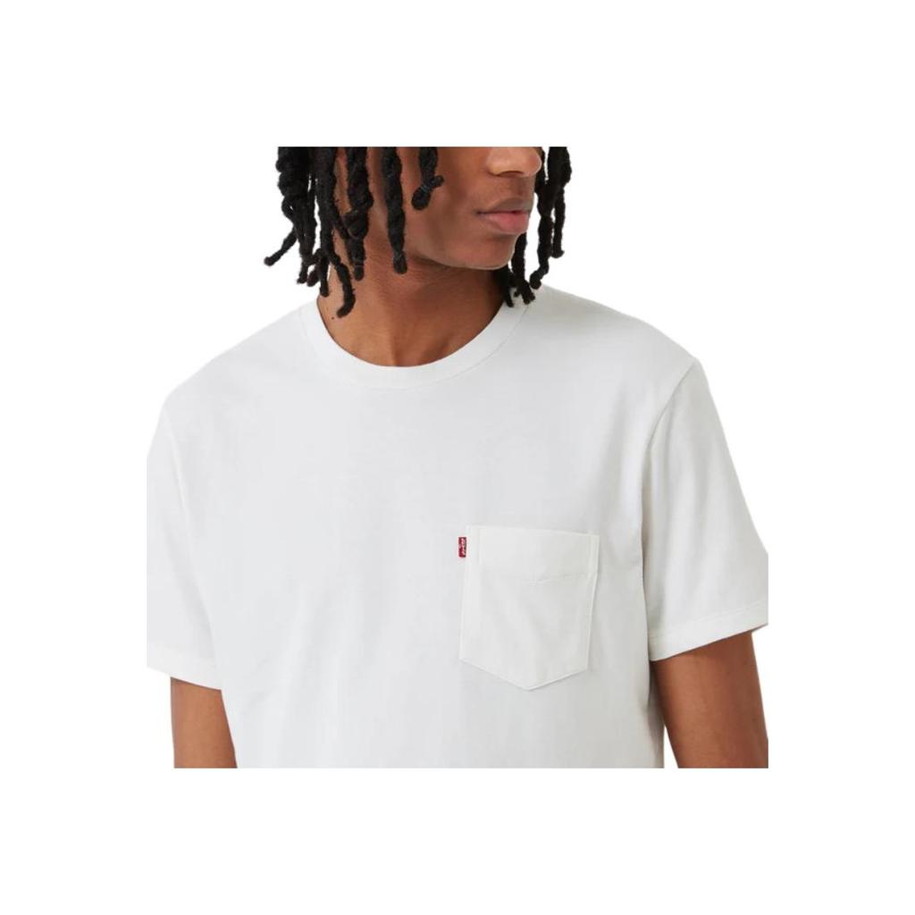 T-shirt Levis a maniche corte con scollo rotondo e taschino frontale, unisex, bianca A8605-0000