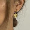 European Style Trendy Exaggerated Gold Plated Round Smiley Face Earrings