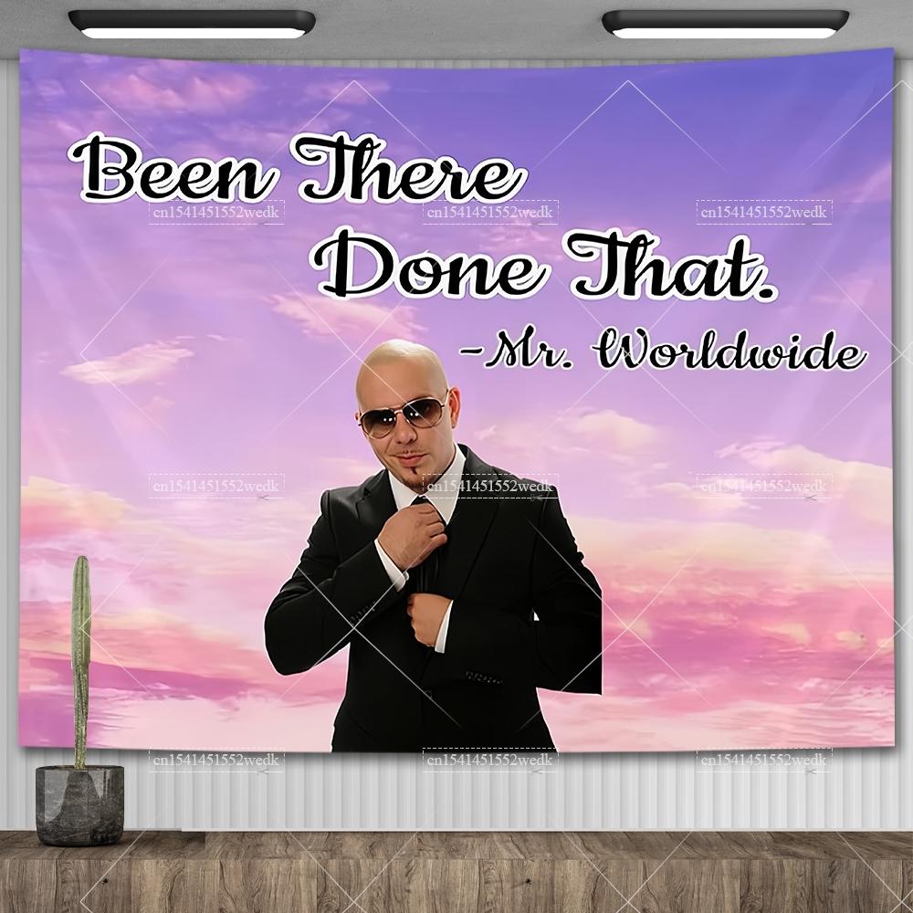 Mr Worldwide Dice To Live Laugh Love Telo da Parete MR 305 Pitbull Meme Telo da Parete Grande Tessuto Appeso a Parete Teli Tappetini Yoga