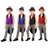 Kids Sequins Medieval Vest Victorian Tailcoat Lapel V Neck Front Zip Vest Solid Sequins Fedora Hat Circus Outfit