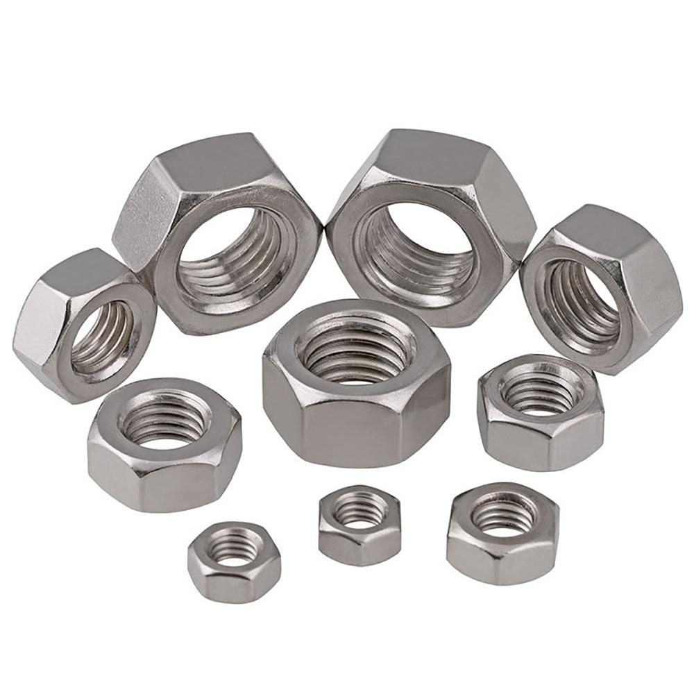 DIN934 GB6170 SUS304 Stainless Steel Hex Nut UNC UNF BSW Thread Metric Imperial Hexagon Lock Nuts 0#-12# 1/4-3/4 Inch