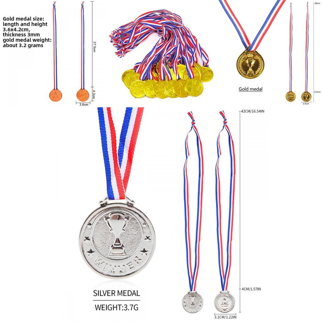 Children Plastic Gold Silver And Bronze Medal With Hanging Ropes For Sports Events And Party Gifts