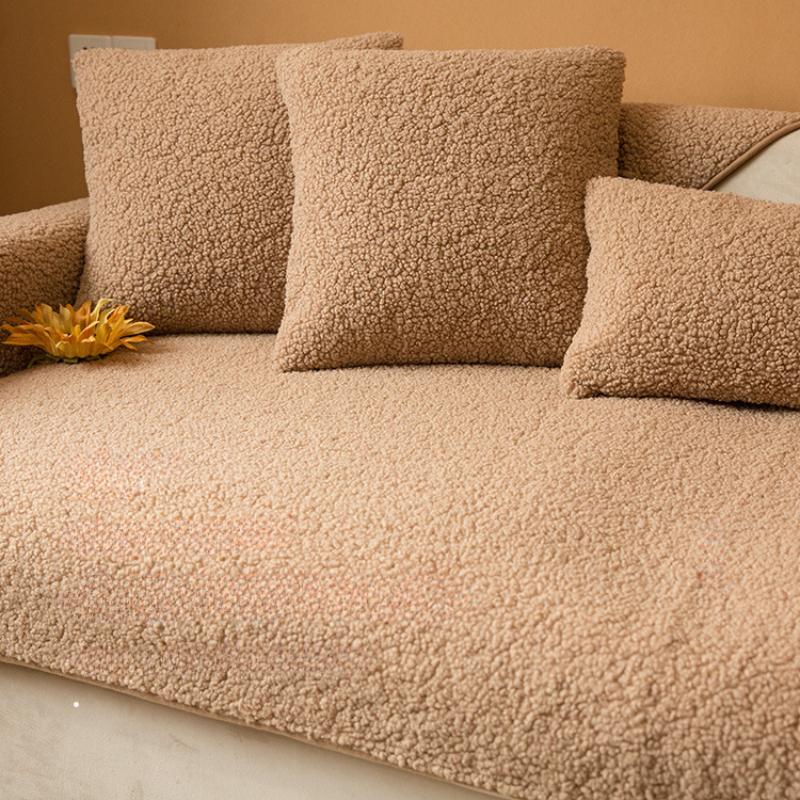 Home Decoration Sofa Cushion Winter Thick Plush Sofa Covers Lamb Wool Anti Slip Sofa Protective Blanket Sofa Dust Cover Towel
