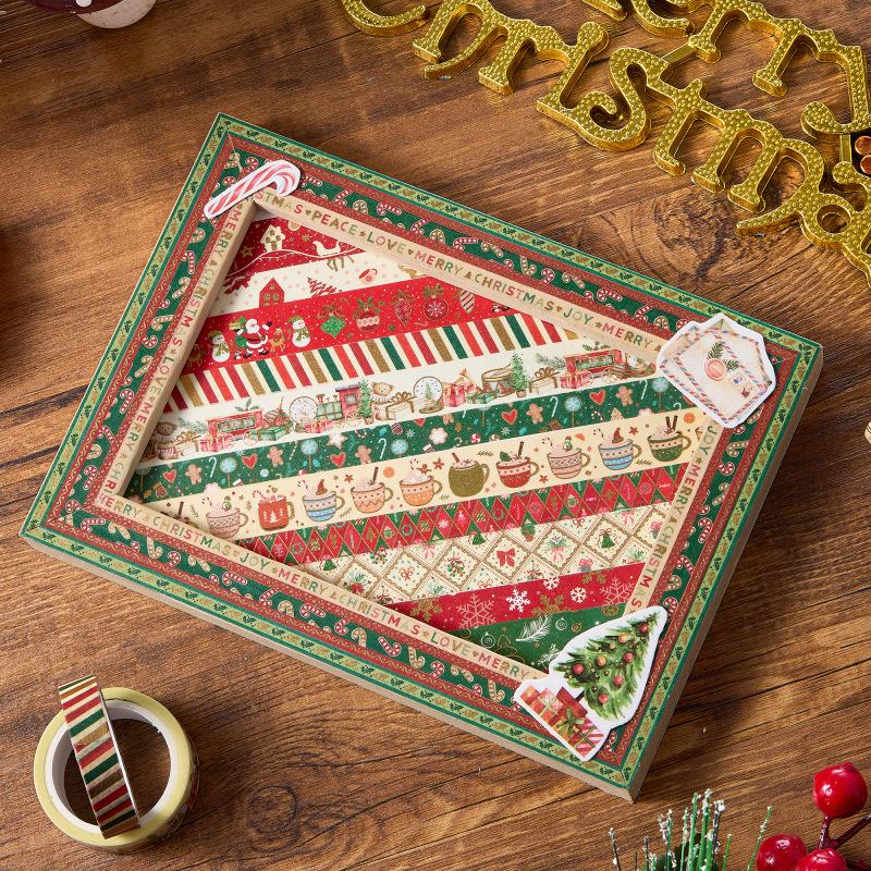 21rolls Merry Christmas Tapes Set Gold Foil Washi Tape Adhesive Paper Masking for Diary Album Wrapping Home Celebration