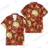 Nuevas Camisas Amarillas Hawaianas para Hombre Pintura Creativa de Paisaje Chino Manga Corta Camisas Aloha Estilo Cubano Verano