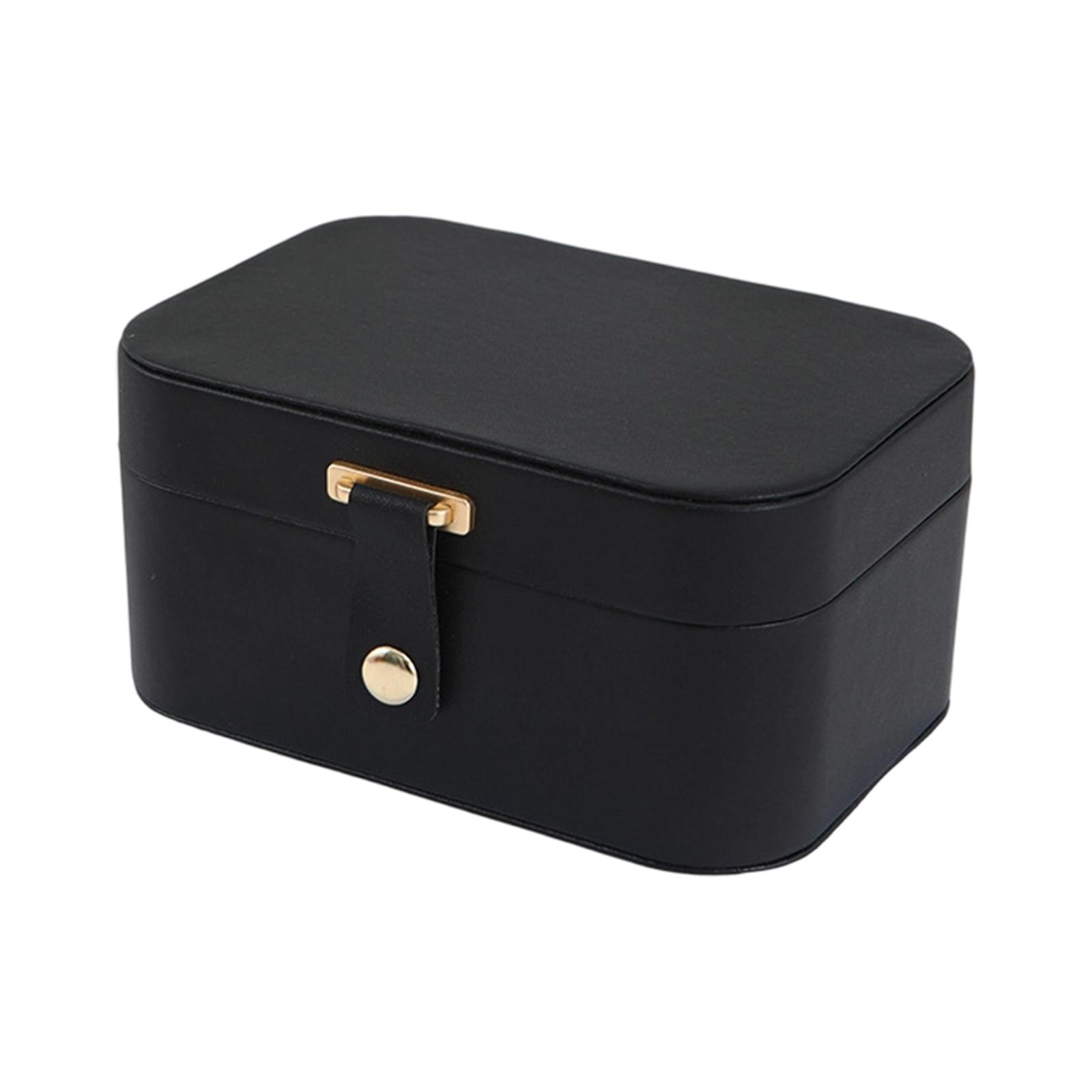 Button Closure Top 2-Layer Travel Jewelry Box One Size чёрный