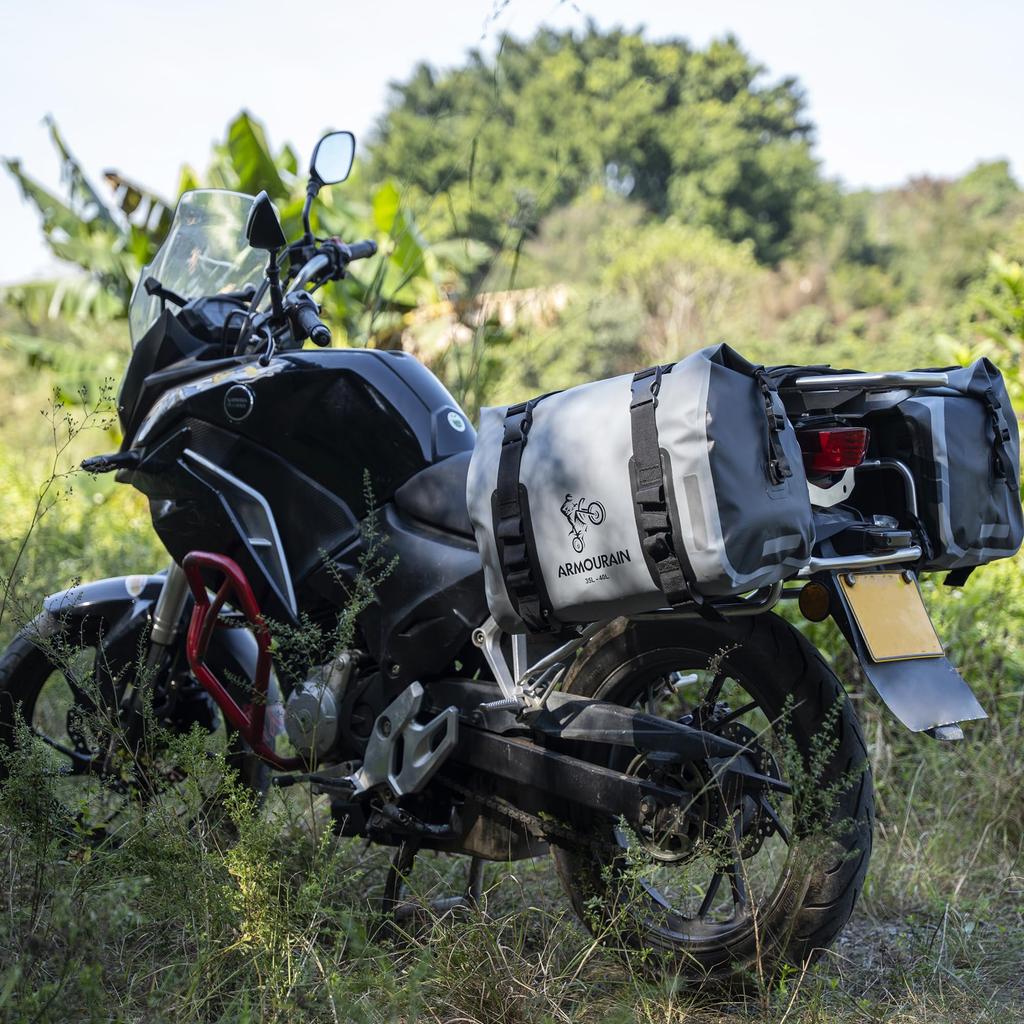 ARMOURAIN Motorcycle Saddle Bag 70L Motorcycle Gear Riding Rear Seat Bag (35L2) (Grey)