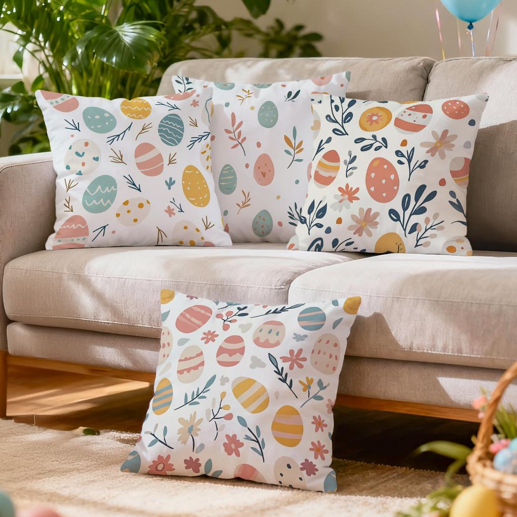Pastoral Easter Eggs Pillowcase Printed Polyester 40/45/50cm Throw Pillowcover Decorative Sofa Cushion Pillowslip Home Decor