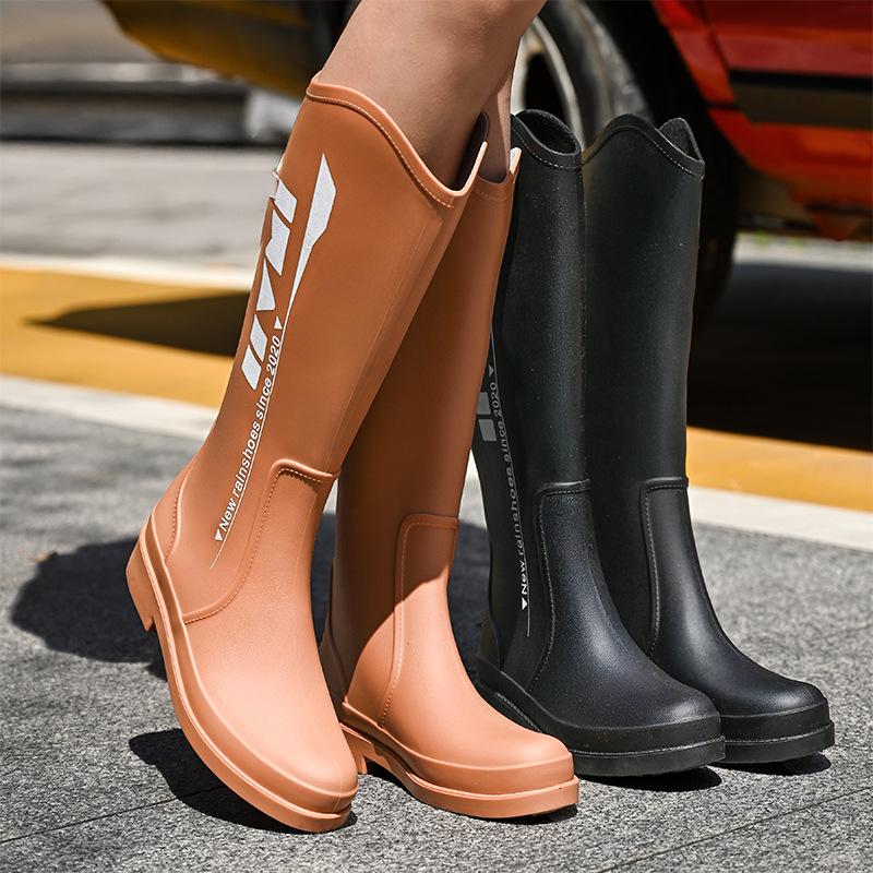 New printed high rain boots women's waterproof outdoor water boots wear-resistant outer rubber shoes kitchen work sleeve women's shoes