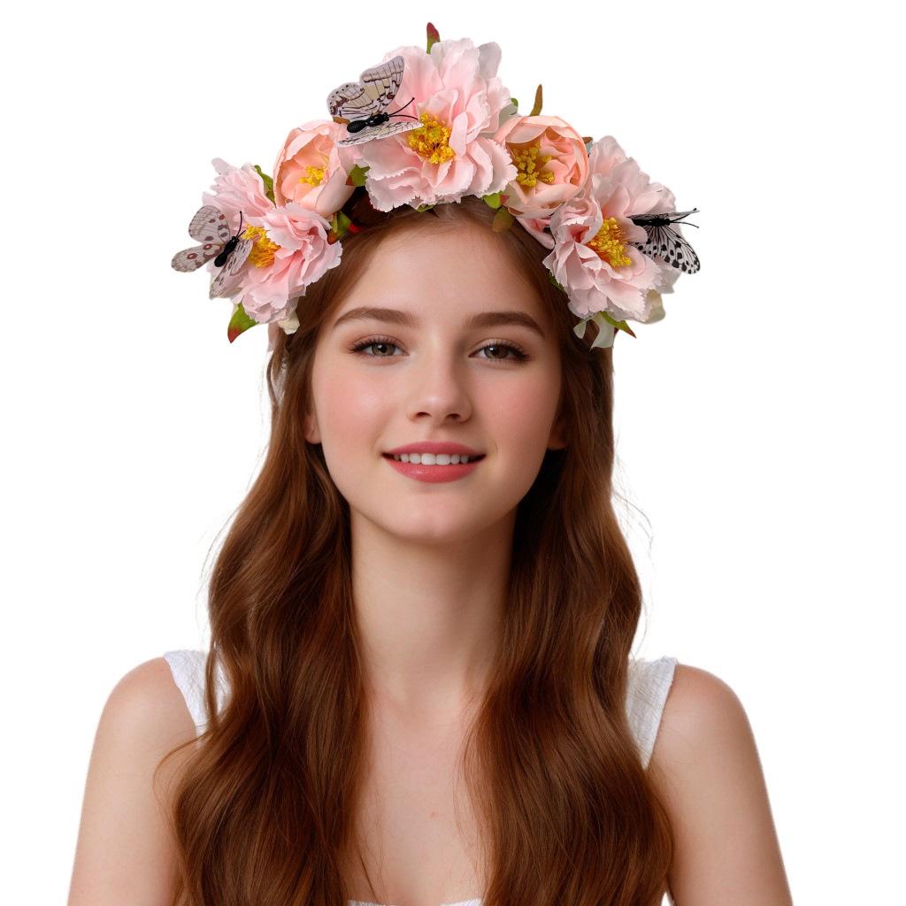 New Head Buckle Simulation Flower Butterfly Headgear Party Headgear Dress Up Head