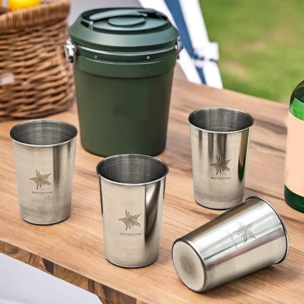 WORTHBUY Outdoor Practical Travel Stainless Steel Cups With Bag Portable Camping Mugs Whisky Wine Glasses Drinking Water Mug
