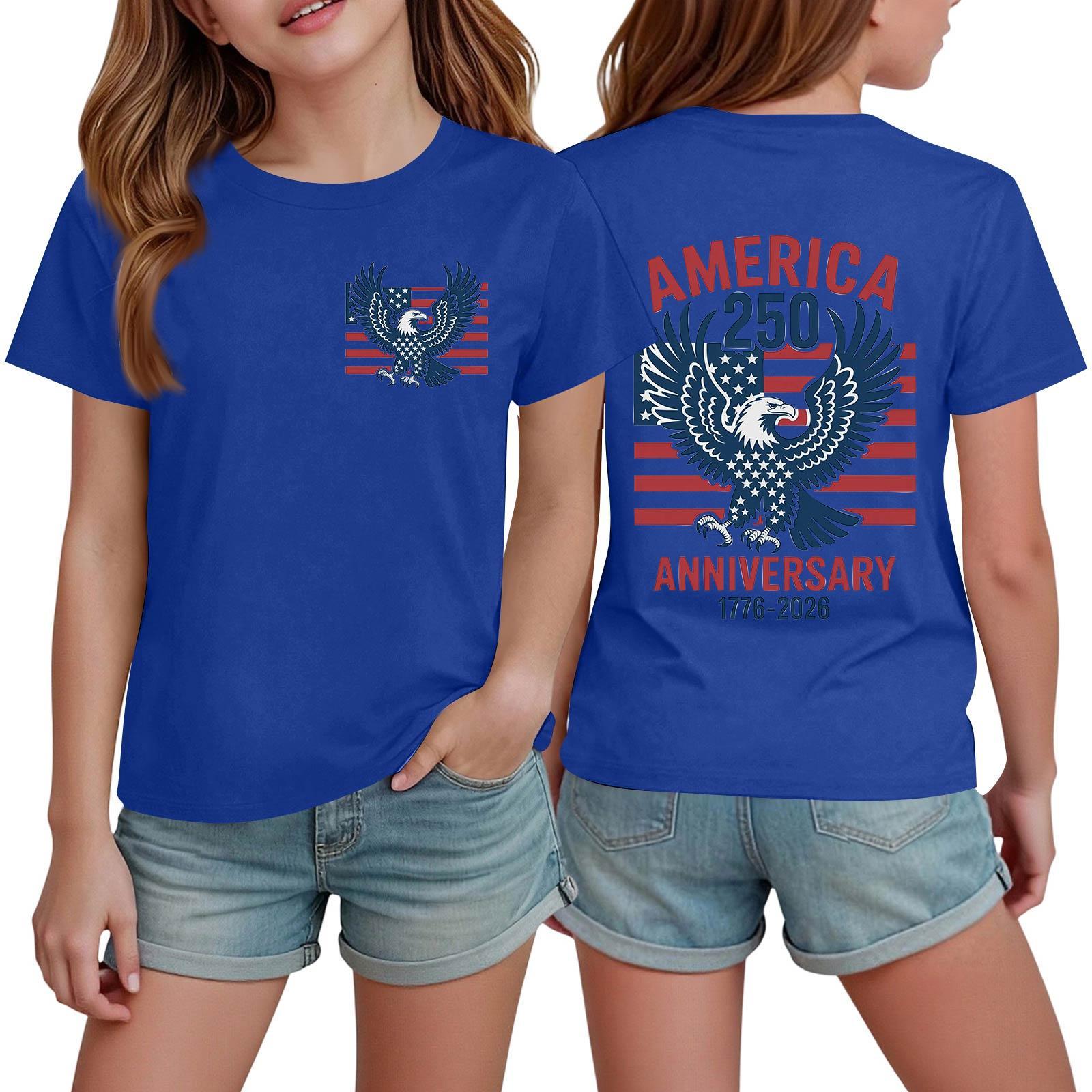 Boys  And Girls  Printed Fashion Casual Short-Sleeve T-Shirts 100 синий